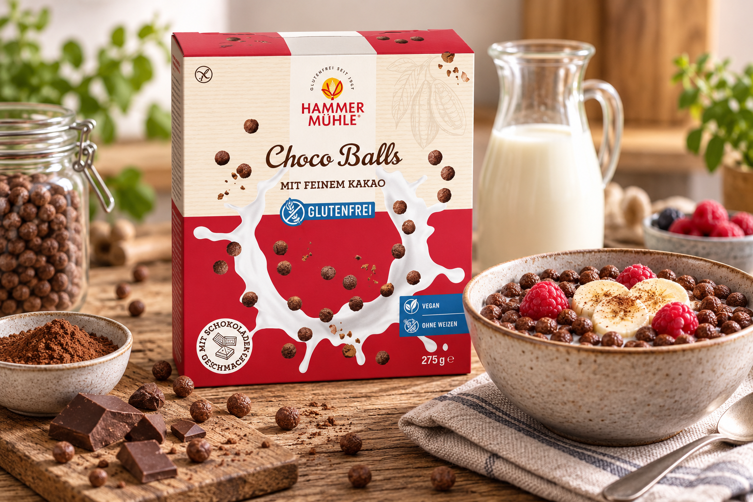 Bezlepkové cereálie čokoládové KULIČKY 275 g - Hammermühle